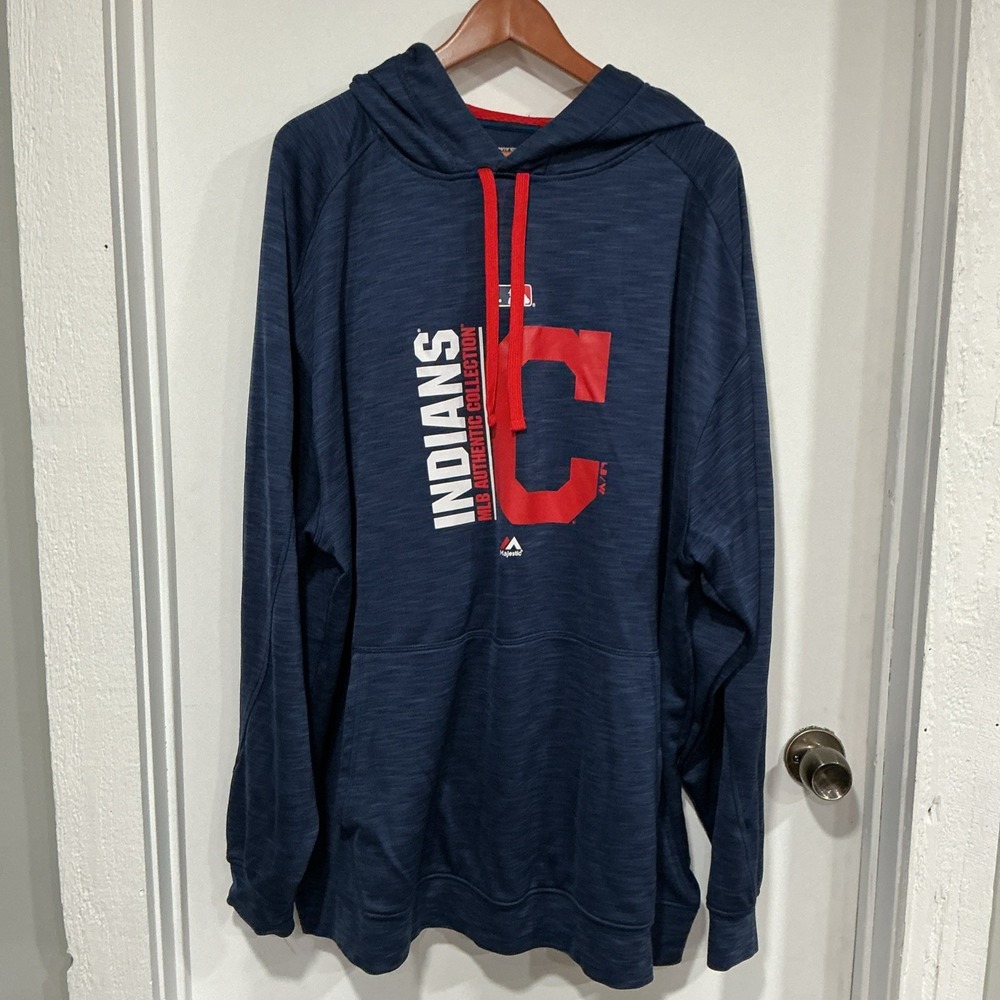 Majestic Thermabase Hoodie, Cleveland Indians MLB, 3XL, Blue